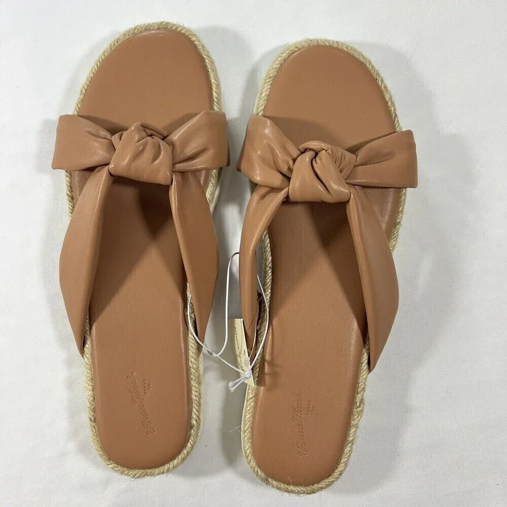Universal‎ Threads Open Toe Tan Knotted Espadrille Sandals Size 11